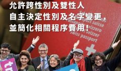 瑞士國會通過性別承認新法